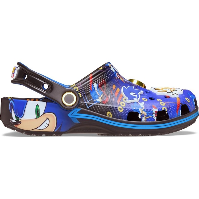 Sandália Crocs Sonic Print Classic Clog T Multi - Unissex - Foto 1