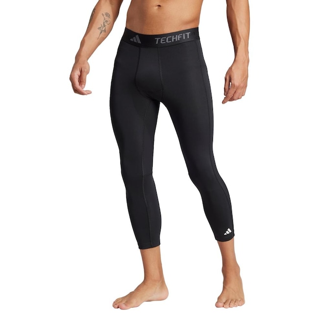 Calça Legging de Treino Masculina Adidas 3/4 Techfit Compression - Foto 1