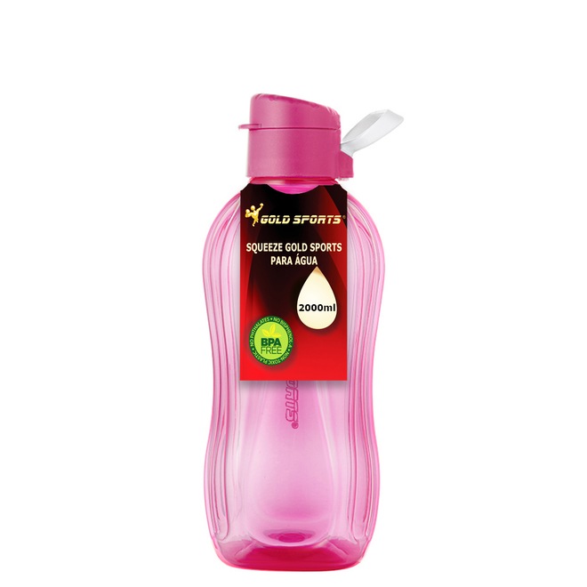 Garrafa Squeeze Plástica Gold Sports Resistente II Translucida - 2L - Foto 1