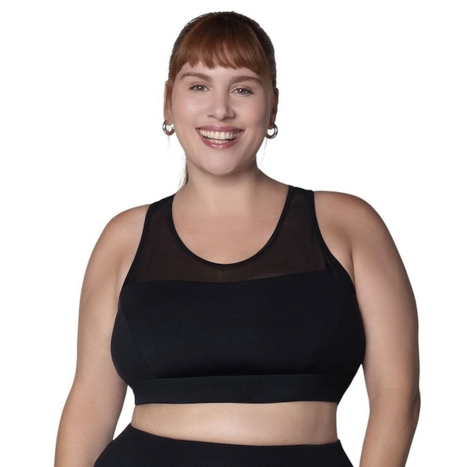 Top Selene Tule Fitness Plus Size Feminino - Foto 1