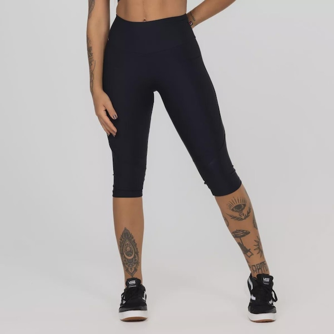 Calça Corsário Cintura Alta Recortes Bolso - Feminina - Foto 1