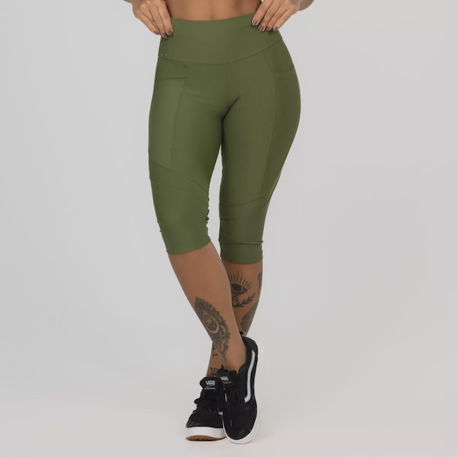 Calça Corsário Cintura Alta Recortes Bolso - Feminina - Foto 1