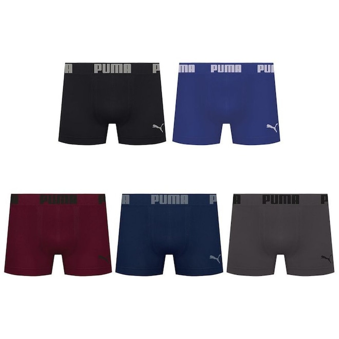 Kit 5 Cuecas Puma Boxer Sem Costura Masculina - Foto 1