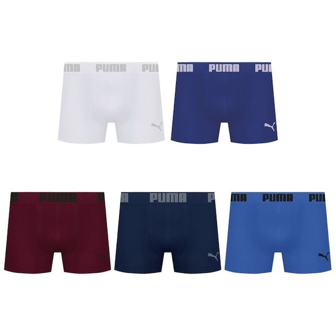 Kit 5 Cuecas Puma Boxer Sem Costura Masculina - Foto 1