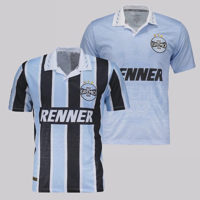Camisa FutFanatics Grêmio Retrô 1995 Tricolor e Celeste - 2 unidades -Masculina - Foto 1