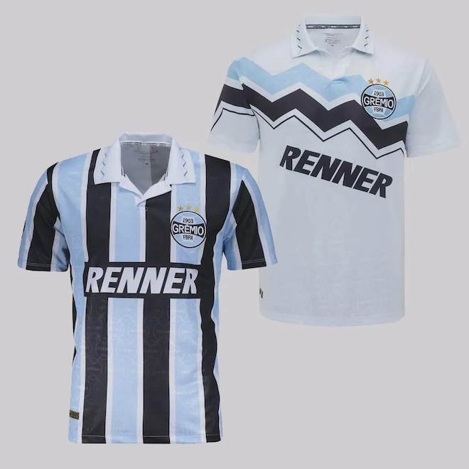 Camisas FutFanatics Grêmio Retrô 1995 Tricolor e Branca Masculina - Foto 1