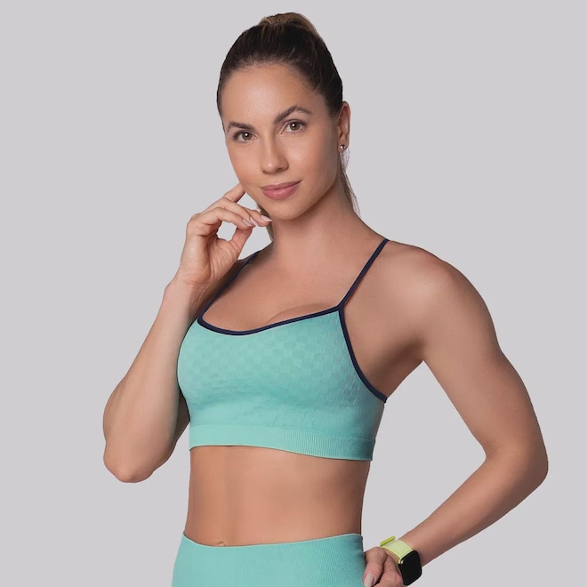 Top Selene Quadriculado Sem Costura com Bojo Removível - Foto 1