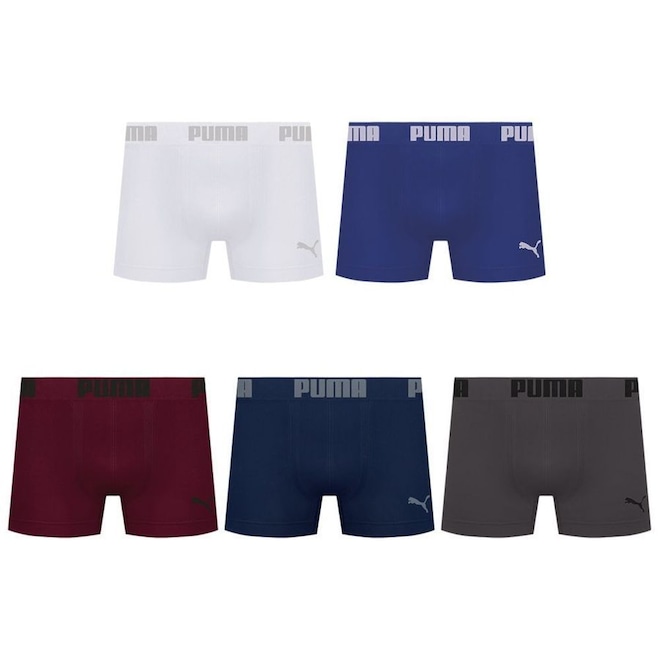Kit 5 Cuecas Puma Boxer Sem Costura Masculina - Foto 1