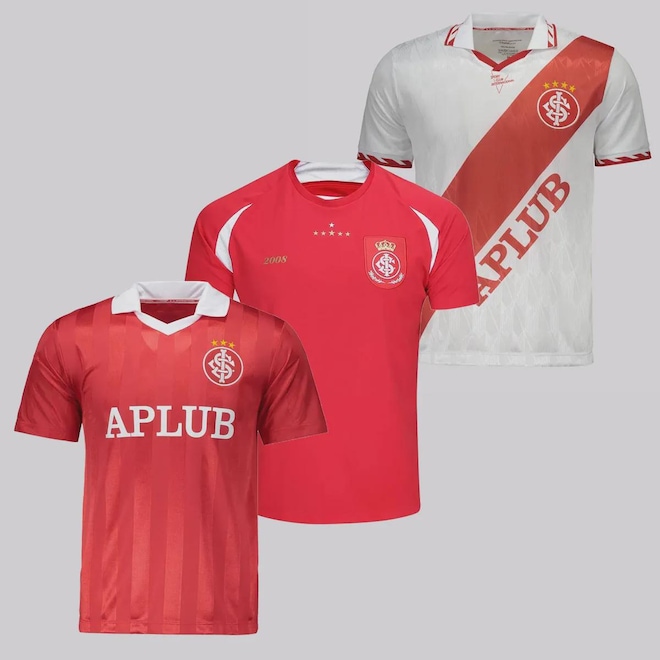 Kit 3 Camisas Internacional Retrô 1988, 1995 e 2008 Masculinas - Foto 1