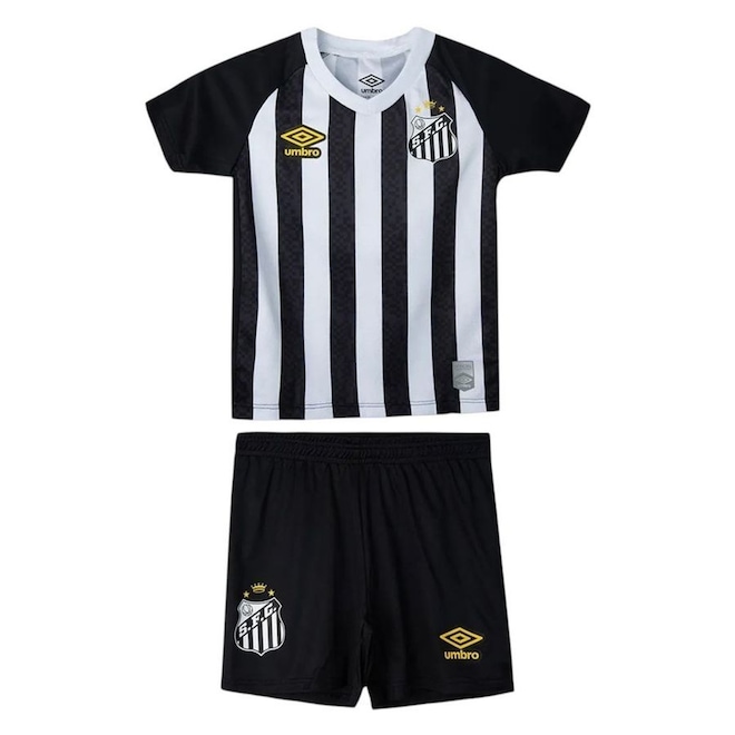 Kit Uniforme Futebol Umbro Santos II 2025 Infantil - Foto 1