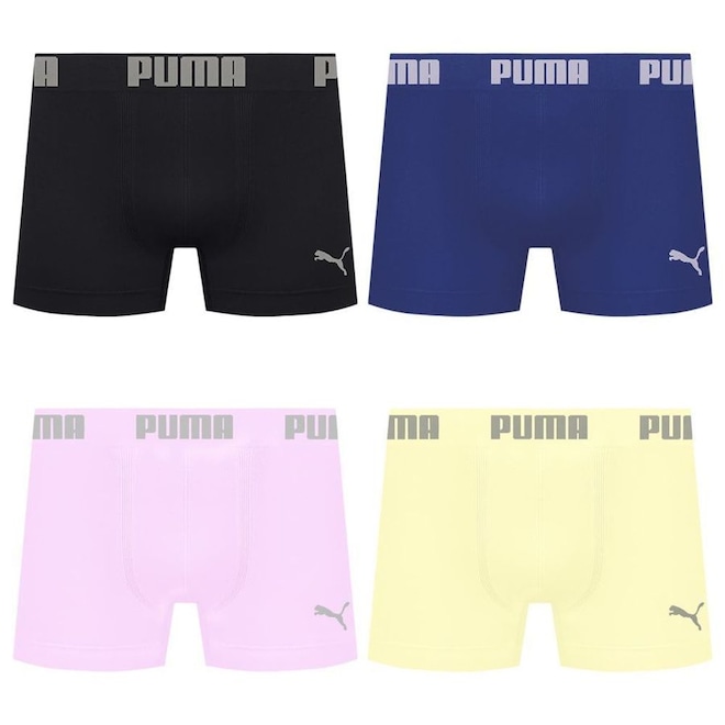 Cueca Boxer Sem Costura Puma - 4 unidades - Masculina - Foto 1