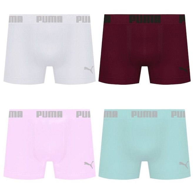 Cueca Boxer Sem Costura Puma - 4 unidades - Masculina - Foto 1