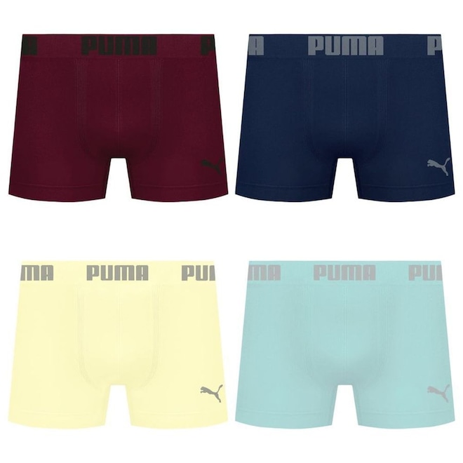 Cueca Boxer Sem Costura Puma - 4 unidades - Masculina - Foto 1