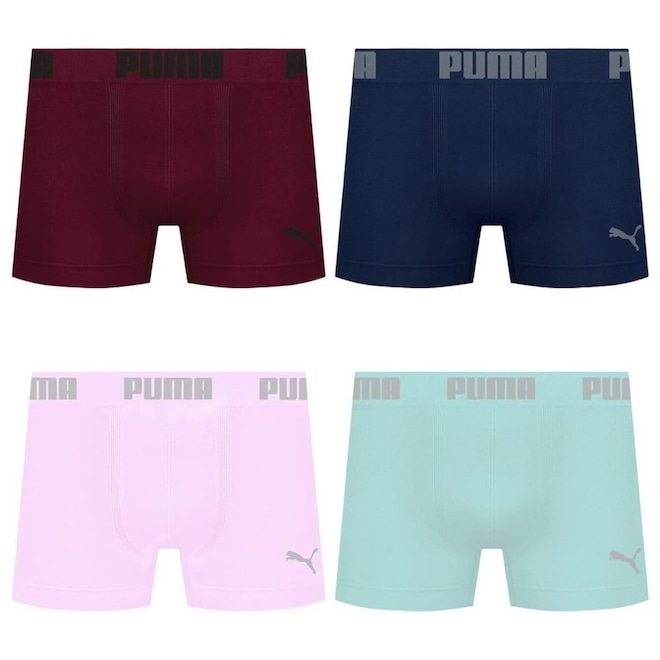 Cueca Boxer Sem Costura Puma - 4 unidades - Masculina - Foto 1