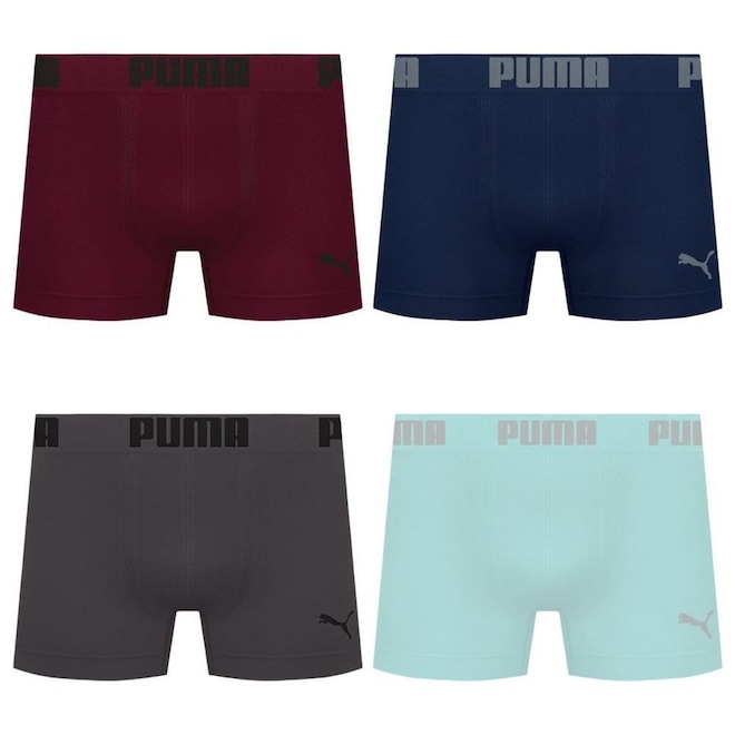 Cueca Boxer Sem Costura Puma - 4 unidades - Masculina - Foto 1