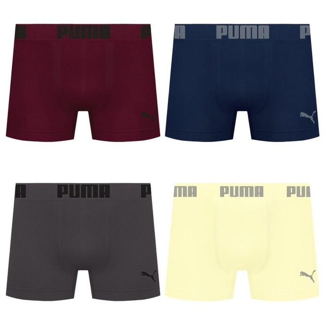 Cueca Boxer Sem Costura Puma - 4 unidades - Masculina - Foto 1