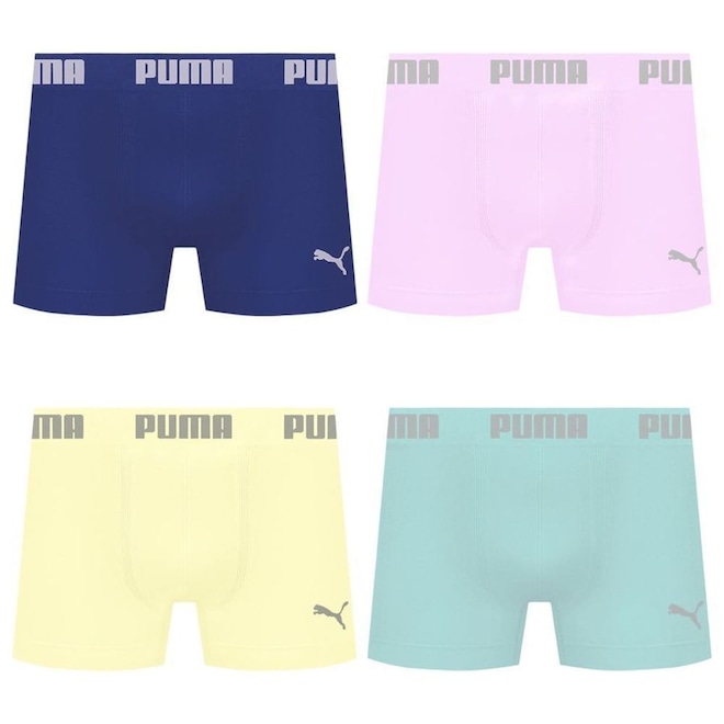 Cueca Boxer Sem Costura Puma - 4 unidades - Masculina - Foto 1