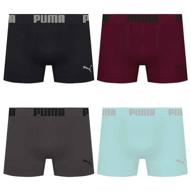 Cueca Boxer Sem Costura Puma - 4 unidades - Masculina - Foto 1