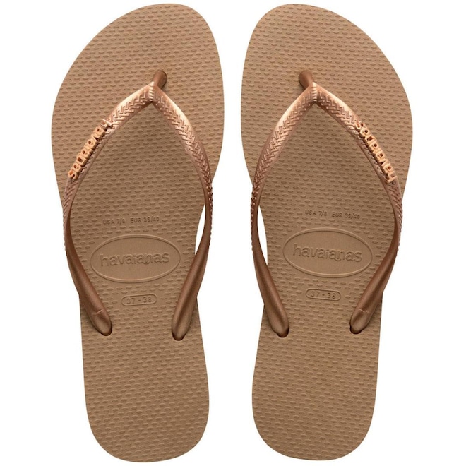 Chinelo De Dedo Havaianas Slim Logo Metallic Feminino - Foto 1