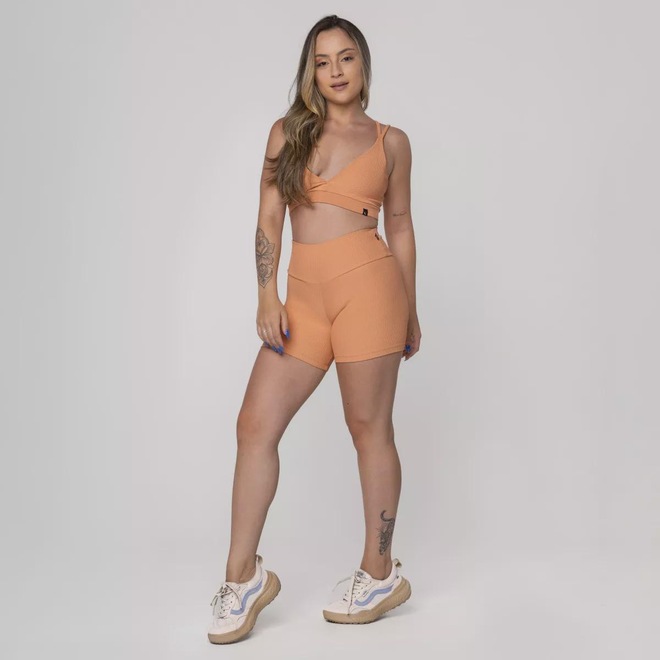 Conjunto Orbis Fitness Feminino Short e Top Bojo Textura Canelado - Foto 1