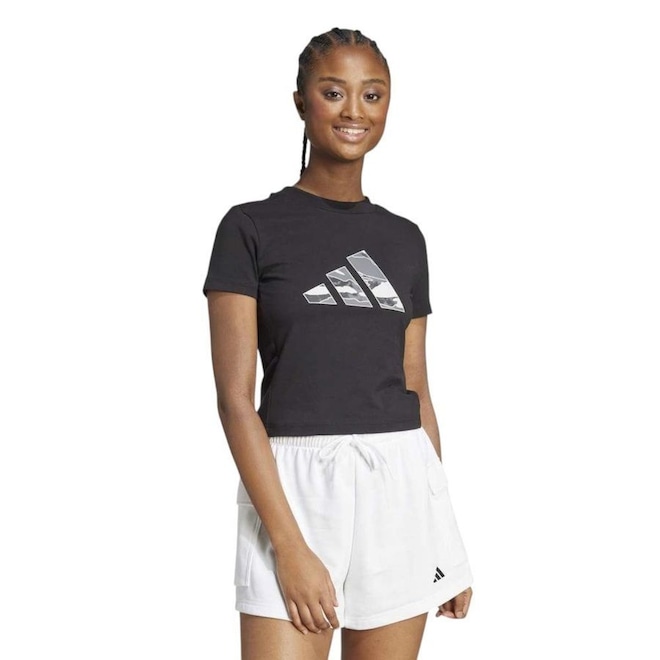 Camiseta Cropped Adidas Camuflada Feminina - Foto 1