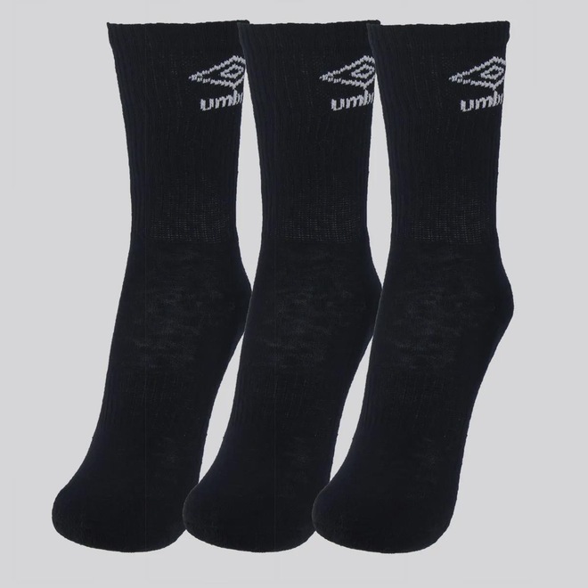 Kit Meia Umbro 3 Pares Cano Alto Adulto - Foto 1