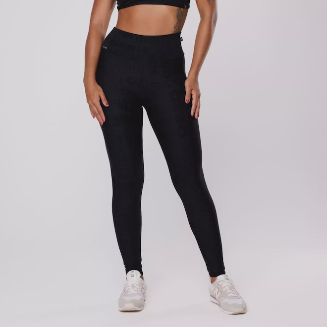 Calça Legging Orbis Cintura Alta Jacquard Poliamida - Foto 1