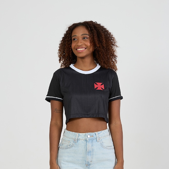 Camiseta Vasco Da Gama Cropped Grito Braziline - Feminina - Foto 1