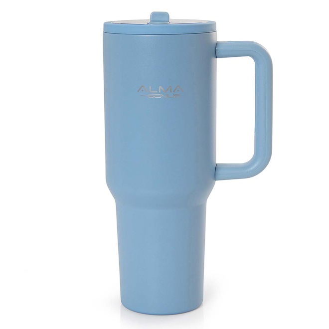 Copo Térmico com Canudo Inox 1200ml Noah Azul Alma - Foto 1