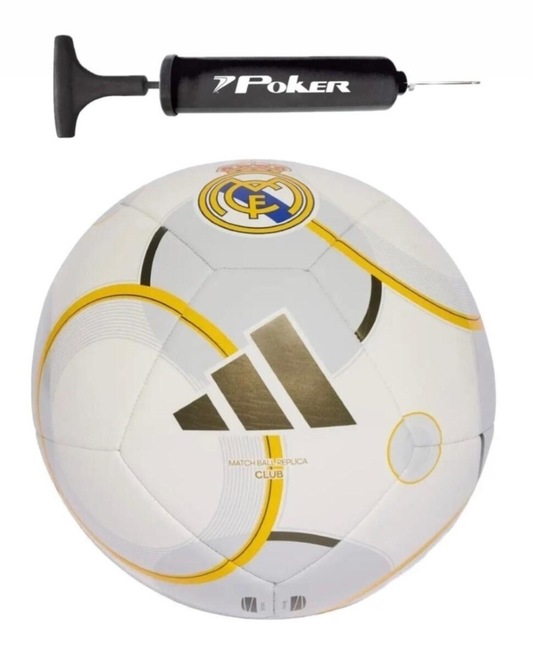 Kit Bola de Futebol de Campo Adidas Real Madrid Club + Bomba de Ar - Foto 1