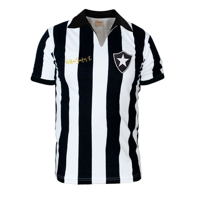 Camiseta Botafogo 1962 Nilton Santos Retrô Mania Listrada Masculina - Foto 1