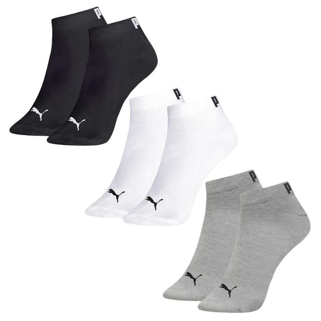 Meia Cano Curto Puma Sapatilha Infantil - 3 pares - Foto 1
