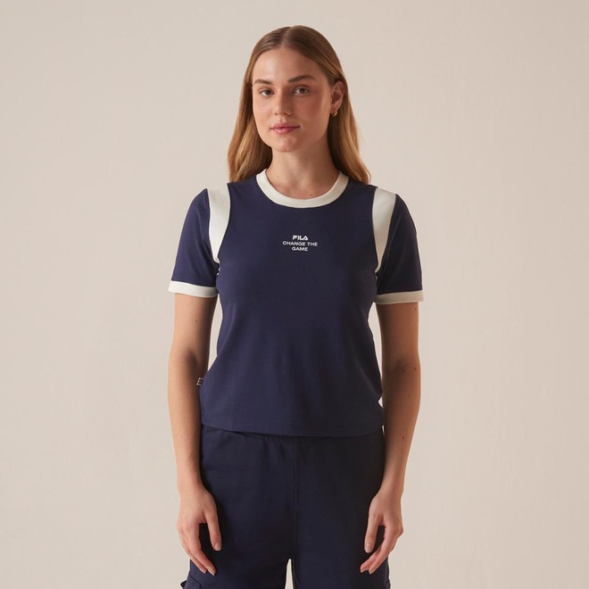 Blusa Fila Ribbed Letter Retro Feminina - Foto 1