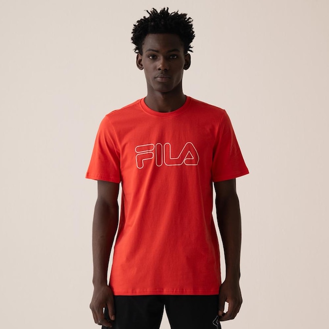 Camiseta Fila Regular Letter Outline Masculina - Foto 1