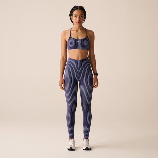 Calça Legging Fila Future Sports Pinstripes Flow Feminina - Foto 1