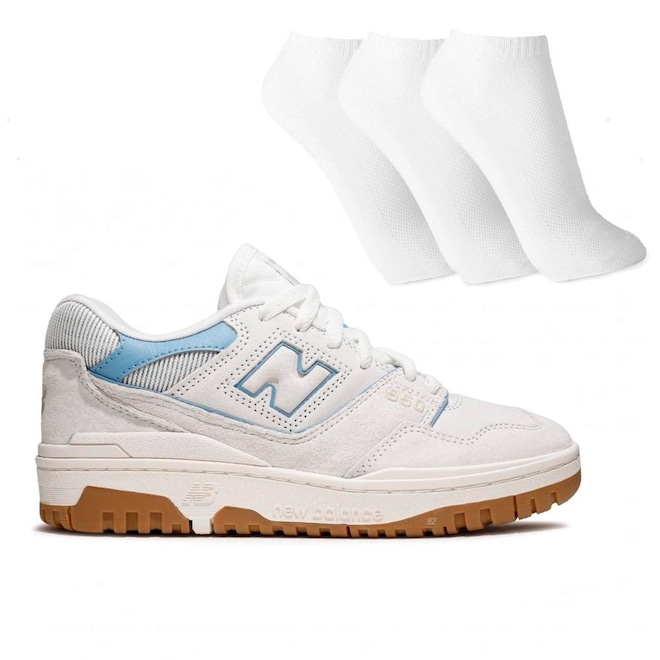 Tênis Feminino New Balance 550 + 3 Pares de Meias - Foto 1