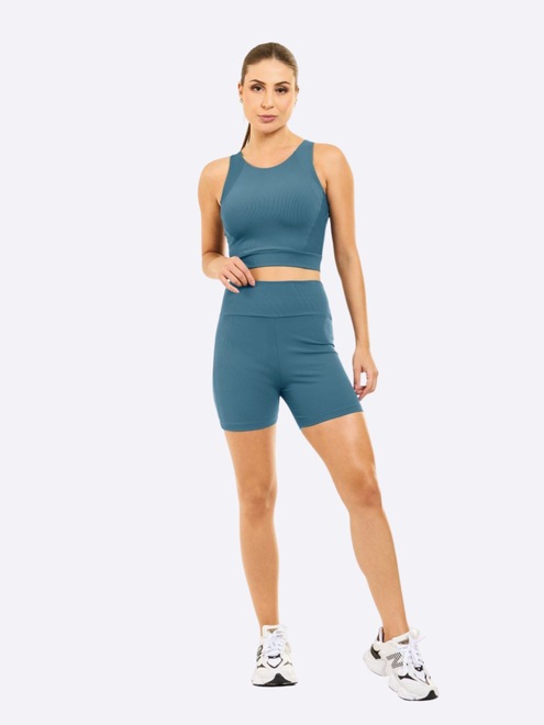 Short Manly Recortes Canelado Feminino - Foto 1