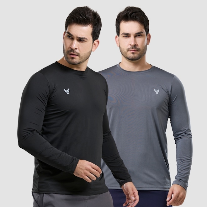 Kit 2 Camisa Térmica Masculina Manga Longa com Proteção UPF50 Performance Wear - Foto 1