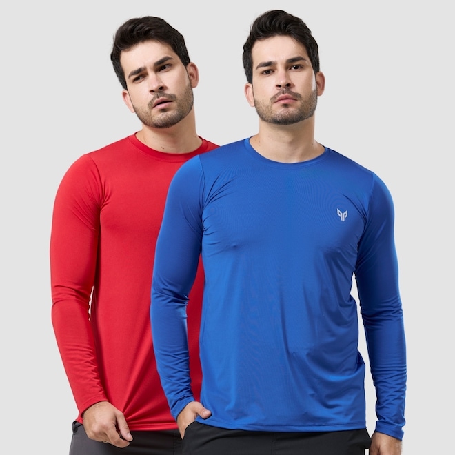 Kit 2 Camisa Térmica Masculina Manga Longa com Proteção UPF50 Performance Wear - Foto 1