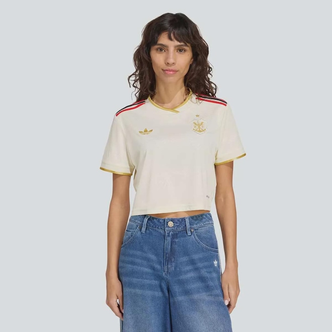Camiseta do Flamengo III 25/26 adidas Cropped Feminina - Foto 1