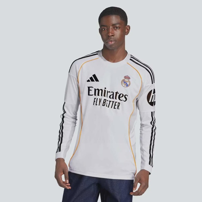 Camiseta Real Madrid 25/26 Home Manga Longa adidas Masculina - Foto 1
