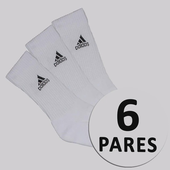 Meia Cano Alto adidas Unissex - 6 pares - Foto 1