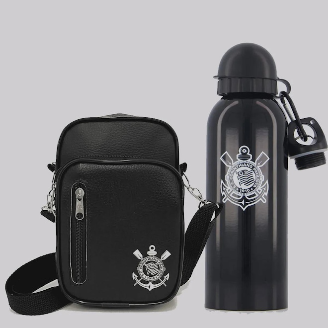 Kit Corinthians Shoulder Bag Premium e Garrafa Metal - Foto 1