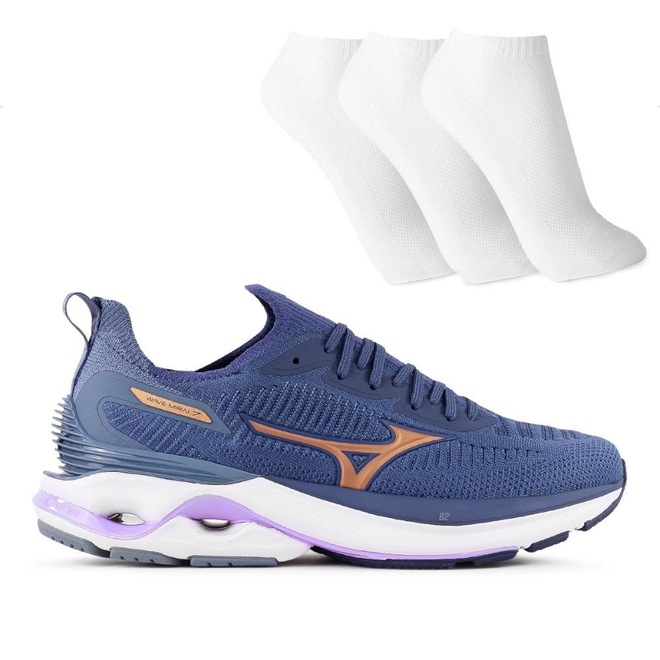 Tênis Mizuno Wave Mirai 7 Feminino + 3 Pares de Meias - Foto 1
