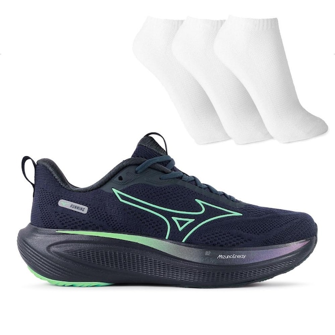 Tênis Mizuno Base Prime Masculino + 3 Pares de Meias - Foto 1