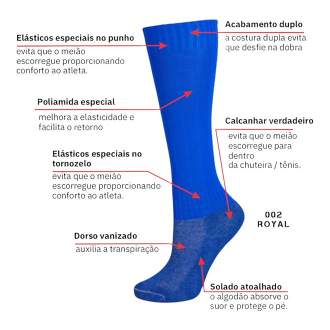 Meião de Futebol Kanxa Cano Alto Infantil - Foto 1