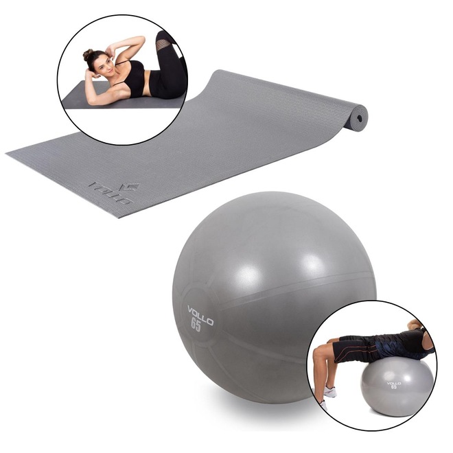 Kit Alongamento Vollo Tapete Antiderrapante + Bola Pilates - Foto 1