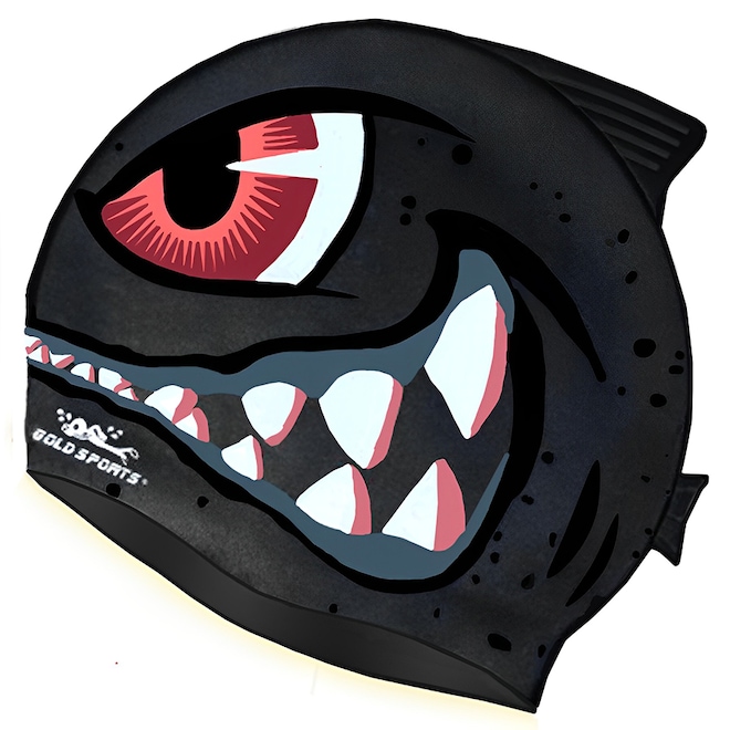 Touca de Natação Gold Sports Kids Bad Shark de Silicone - Foto 1