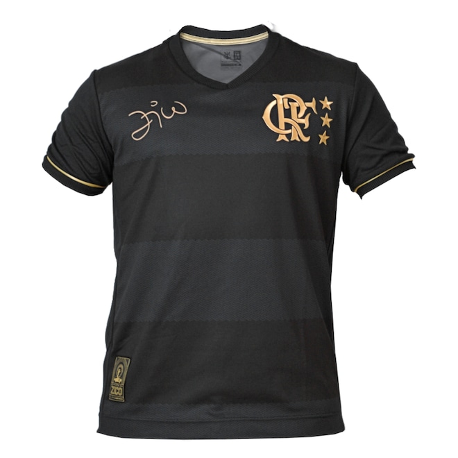 Camisa Do Flamengo Retrô Volta Zico Gold Braziline Masculino - Foto 1