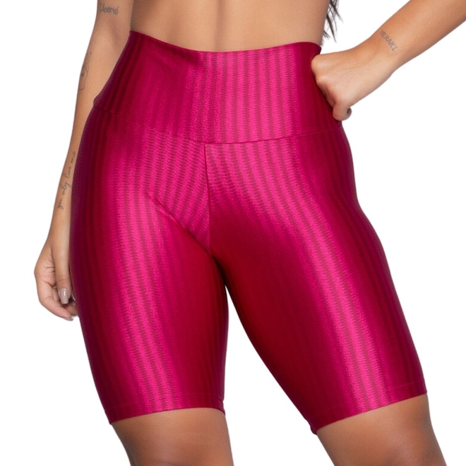 Bermuda Fitness New Zig 3D Vekyo Poliamida Cós Alto - Moda Feminina - Foto 1